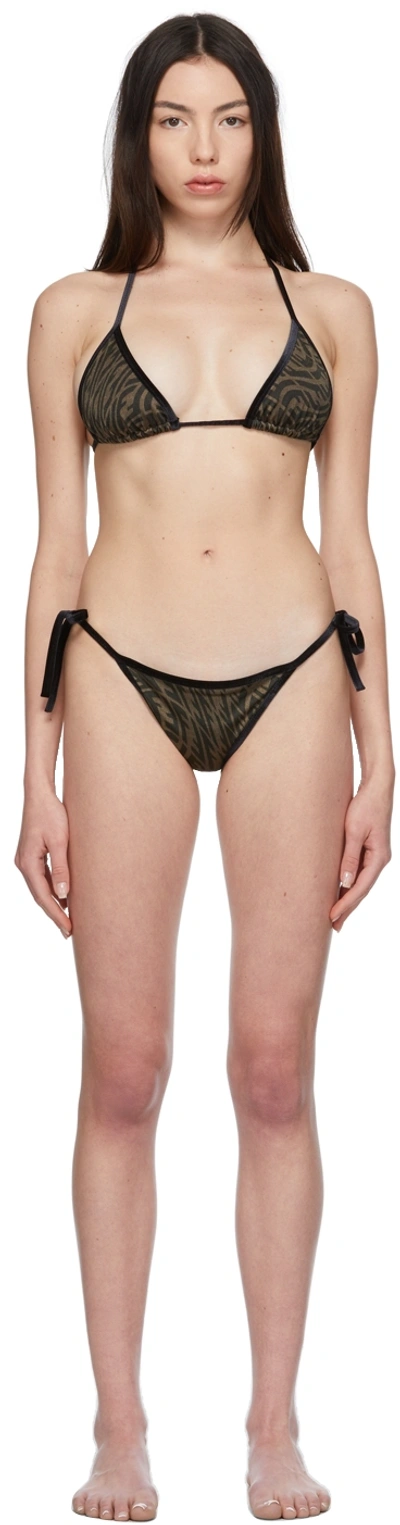 Fendi Ff-vertigo Triangle Bikini Set In Black,brown