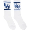 RHUDE WHITE & BLUE SCRAMBLE LOGO SOCK