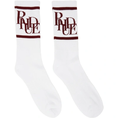 Rhude Scramble Logo Sock White And Maroon