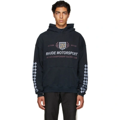 Rhude Motor Crest Graphic Hoodie Sweatshirt In Black