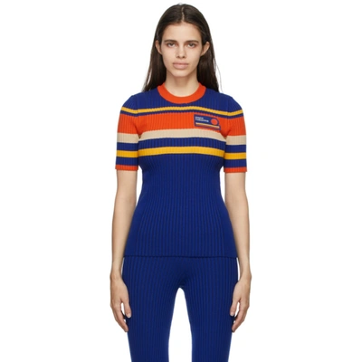 Rabanne Striped Ribbed Cotton-blend T-shirt In Multi