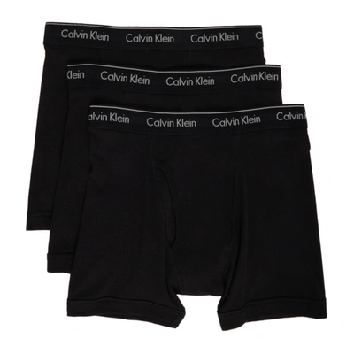 Calvin Klein Underwear Three-pack Black Classic Fit Boxer Briefs In Gry,wht,blu