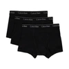 CALVIN KLEIN UNDERWEAR THREE-PACK BLACK CLASSIC FIT TRUNK BOXERS