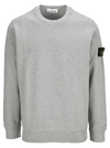 Stone Island Logo Patch Round Neck Sweatshirt In Grey Mel