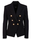 BALMAIN WOMAN BLACK WOOL BLAZER WITH GOLD EMBOSSED BUTTONS,WF1SG000167L 0PA