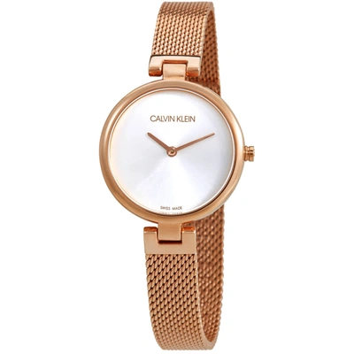 Calvin Klein Quartz Silver Dial Ladies Watch K8g23626 In Gold Tone / Rose / Rose Gold Tone / Silver