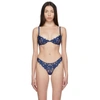 FLEUR DU MAL BLUE LILY EMBROIDERY PLUNGE DEMI BRA