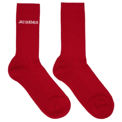 Jacquemus Les Chaussettes Printed Cotton Socks In 红色