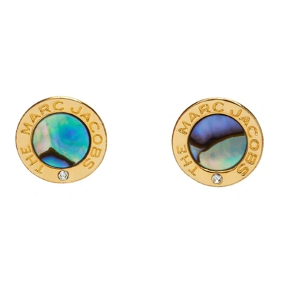 Marc Jacobs Gold & Multicolor Abalone 'the Medallion' Stud Earrings