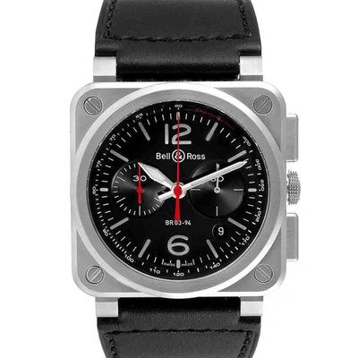 Pre-owned Bell & Ross Black Stainless Steel Aviation Chronograph Br0394 Men's Wristwatch 42 Mm