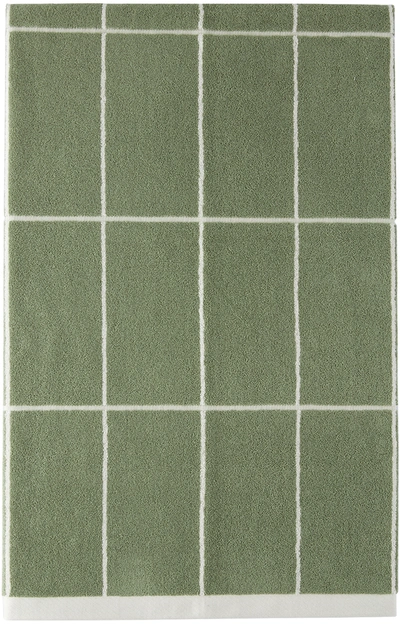 Baina Green & White Bethell Bath Towel In Sage / Chalk