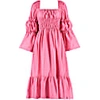 Lavaand The Cara Square Neck Cotton Midi Dress In Watermelon Pink In Midi