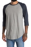 Fleece Factory Baseball Raglan Sleeve T-shirt In Grey/indigo