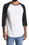 Fleece Factory Baseball Raglan Sleeve T-shirt In White/black Mix