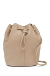 Christopher Kon Leather Woven Bucket Bag In Latte