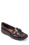 Easy Spirit Amelia Croc Embossed Loafer In Burgundy Croco