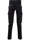 Balmain Stretch Cotton Cargo Trousers In Schwarz