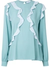 Olympiah Mosaicos Ruffle-trim Blouse In Blue