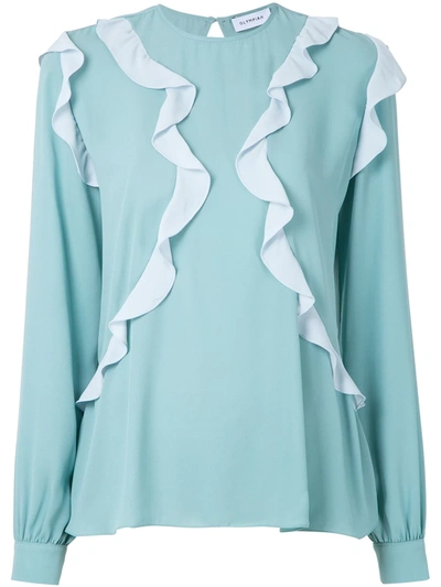 Olympiah Mosaicos Ruffle-trim Blouse In Blue