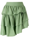 Olympiah Cape Ruffled Skirt In Green