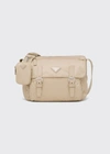 Prada Single Pocket Re-nylon Shoulder Messenger Bag In Beige