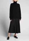 The Row Stepny Wool-cashmere Turtleneck Top In Dark Navy