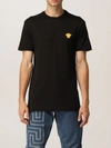 Versace Medusa Embroidered Black Cotton Jersey T-shirt In Black