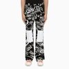 OFF-WHITE BLACK "KATSU" JEANS WITH GRAFFITI,OMYA107S21DEN006-I-OFFW-1001