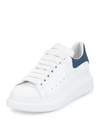 Alexander Mcqueen Leather Platform Sneakers In White/paris Blue
