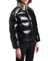 Moncler Cuscute Metallic Collar Down Puffer Jacket In Black