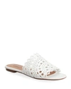 Alaïa Laser Cut Leather Slide Sandals In 020 Blanc