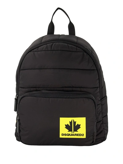 Dsquared2 Kids' Logo Print Nylon Puffer Backpack In Black