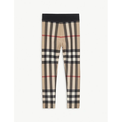 Burberry Kids' Gina Checked Stretch-woven Leggings 3-14 Years In Beige