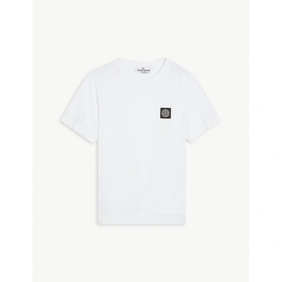 Stone Island Kids' Compass Logo-embroidered Cotton-jersey T-shirt 4-14 Years In White