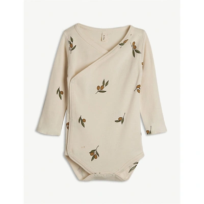 Organic Zoo Olive-print Organic Cotton Bodysuit 0-12 Months In Multi