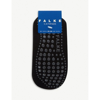 Falke Kids' Black Catspads Stretch Cotton-blend Slipper Socks Years 3+