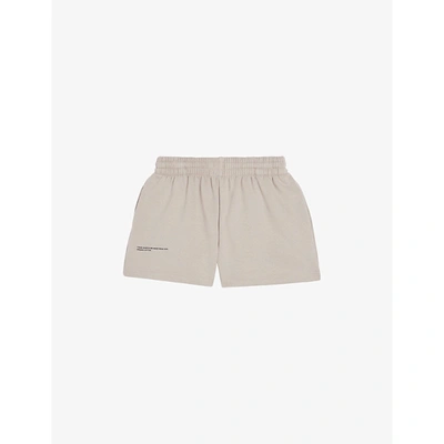 Pangaia Text-print Mid-rise Organic-cotton Shorts 3-12 Years In Stone