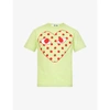 COMME DES GARÇONS PLAY COMME DES GARCONS PLAY MEN'S GREEN HEART AND POLKA-DOT PRINT COTTON-JERSEY T-SHIRT,43658849