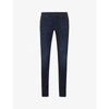 7 For All Mankind Mens Slimmy Tapered Luxe Performance Eco Jeans In Dark Stonewash In Deep Blue