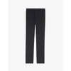Sandro High-rise Stretch-jersey Trousers In Navy Blue