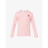 Comme Des Garçons Play Branded Stripe-print Cotton-jersey Top In Pink X Wht