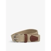 Anderson's 3.5cm Leather-trimmed Woven Elastic Belt In Beige