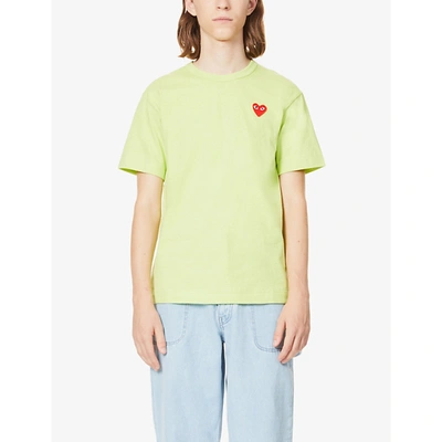 Comme Des Garçons Play Logo-embroidery Cotton-jersey T-shirt In Green
