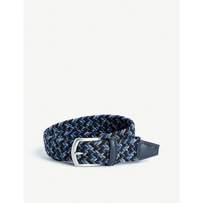 Anderson's Multi Woven Elasticated Belt In Navy/grey/silver/blue