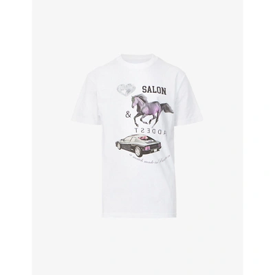 Baddest Skate Shop Y2k Graphic-print Cotton-jersey T-shirt In White