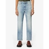 GUCCI MENS LIGHT BLUE RIPPED STRAIGHT JEANS 32,R03685434