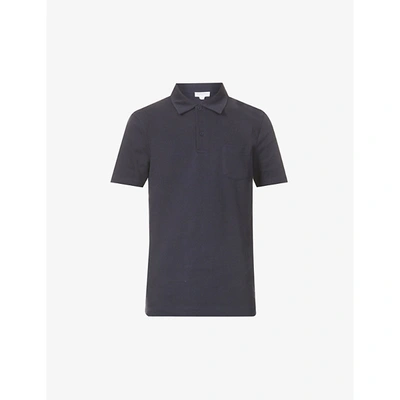 Sunspel Mens Navy Riviera Cotton-piqué Polo Shirt