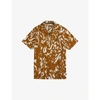 TED BAKER MENS CAMEL MIRIN COTTON ABSTRACT-PRINT POLO SHIRT 38,R03746085