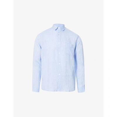 Derek Rose Monaco Regular-fit Linen Shirt In Blue