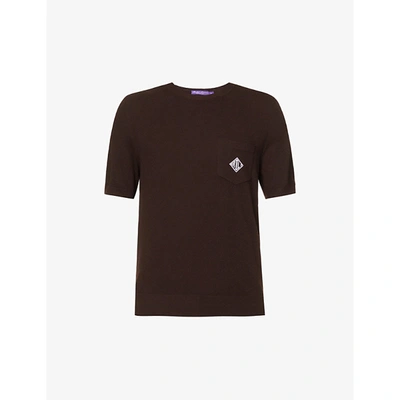Ralph Lauren Deco Brand-embroidered Silk And Cotton-blend Top In Brown